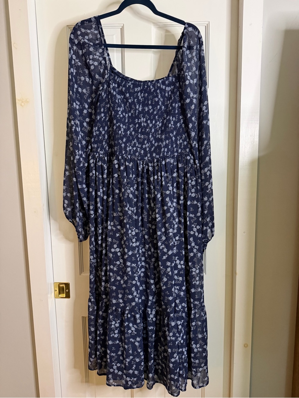 torrid Navy Floral Square-Neck Long Sleeve Dress